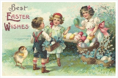 vintage antique easter egg card old funny chick
